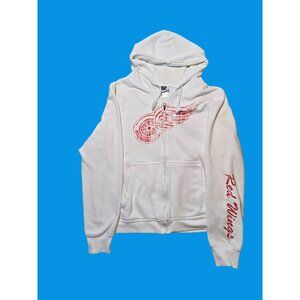 NHL Detroit Red Wings White Hoodie Sweatshirt Jacket By Knights Apparel With Log